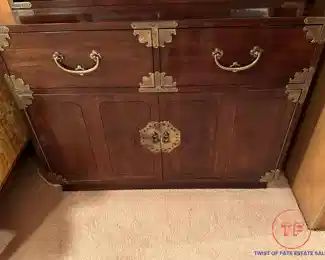 HENREDON Chinese Display / Bookcase with Brass Accents