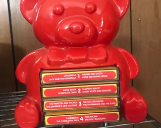 Children's stories on cassette, with a cute bear holder, said to be rare.