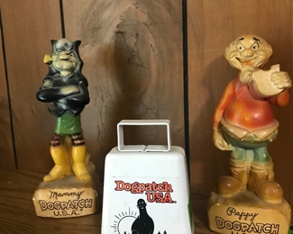 Mammy, Pappy, and a cow bell from Dogpatch U.S.A.