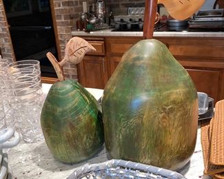 Sculpted wood pears