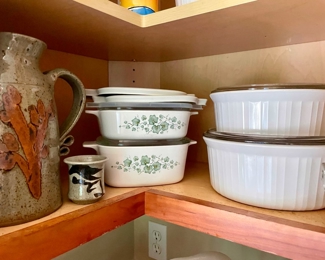 2 Corningware Gallaway Green Ivy Casserole Dishes with Lids, Japanese Stoneware & Pottery Teacup