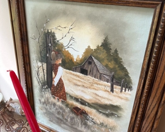 Framed Barn Scene Painting by JoAnn Keener