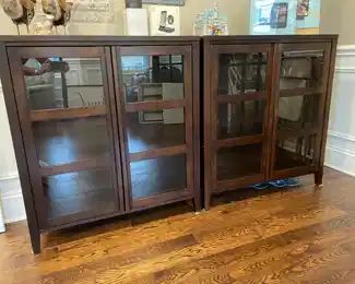 Pair of glass front cabinets~