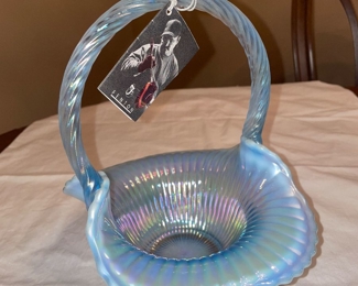 Fenton Blue Opalescent Basket