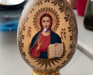 Wooden Jesus Icon Egg