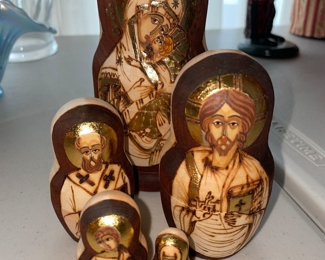 Wooden Russian Religious Nesting Dolls