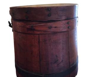 Antique Small Firkin Bucket: 6.5" H x 6" Diameter