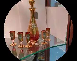Gold Decanter Set with 5 Glasses