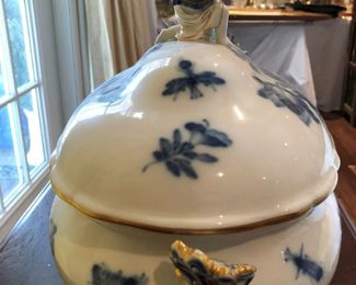 Large Antique Meissen Tureen(signed) approx 11.5H x 14W x 9D $1495