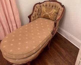 Antique Chaise Lounge:  $1450                                                   
Overall length: 65"
Seat height: 18.5” 
Overall height: 36" 
