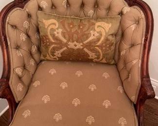 Antique Chaise Lounge:  $1450                                                   
 Overall length: 65"
Seat height: 18.5” 
Overall height: 36"