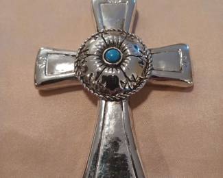 Silver Cross with Turquoise 