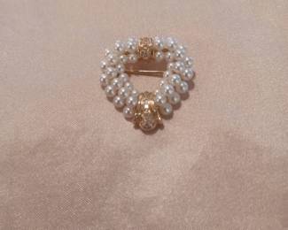14CT Pearl and Diamond Broach $450