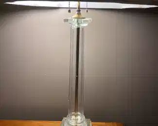 Pair of glass pillar lamps