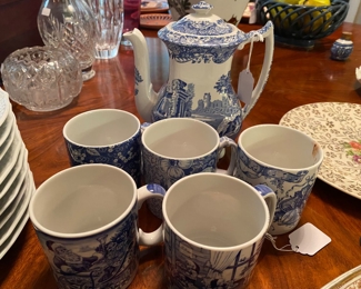 Spode coffee pot and mugs
