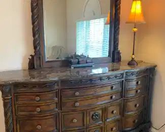 Beautiful dresser with marble top, matches king bed and night stand