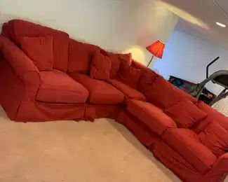 Slip covered sectional sofa