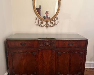 Cherry Buffet with glass top, mirror
