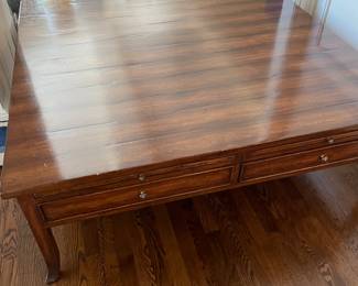 Bausman 54" Square Walnut Coffee table with drawers 