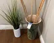 w2 vases with decorative faux plants and bamboo sticks7021 t