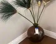 wdecorative glass vase with faux plants7031 t