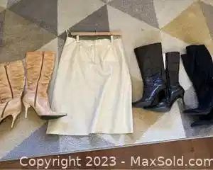 wdesigner leather stiletto boots and leather skirt collection7101 t