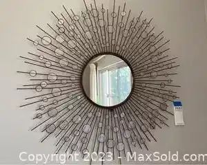 wmetal and glass burst style wall mirror7111 t