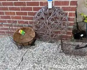 wmetal tree of life wall art large outdoor cut metal outdoor displaying birds flying bonus platter hang baskets6401 t