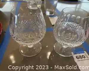 wornate crystal shortstem large brandy glasses6801 t