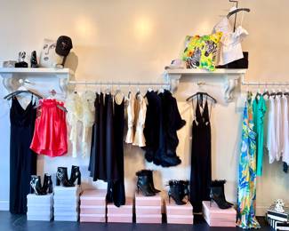 Everything is for Sale including the Wall Shelves and Clothing Racks , Clothing, Shoes and Accessories