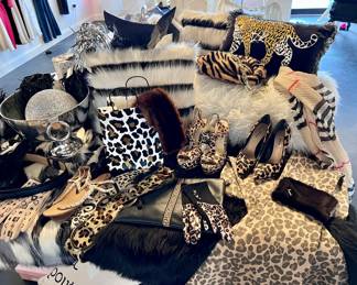 Animal print, rugs, pillows, clothing, shoes and accessories