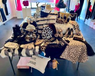 Animal print, rugs, pillows, clothing, shoes and accessories