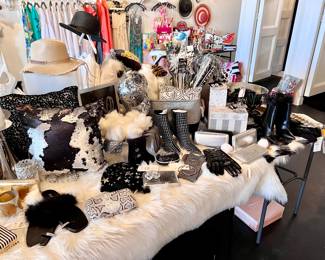Home decor, shoes, jewelry, purses and hats