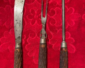 Vintage Antler Bone Carving Set