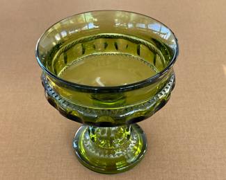 Vintage Indiana Glass Kings Crown Thumbprint Candy/Compote/Nut Pedestal Bowl