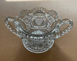 Vintage American Brilliant Sawtooth Cut Glass Candy Dish