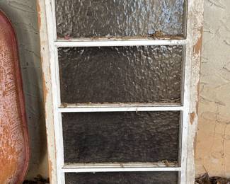 Old Four Pane Windows (Amber Colored Stained Glass) X 2