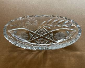 Vintage American Brilliant Sawtooth Cut Glass Candy/Relish Dish