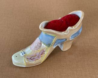 Vintage Hand Painted Slipper Pin Cushion