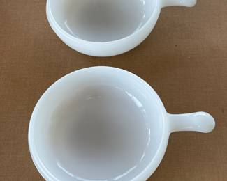 Vintage Glassbake Milk Glass Soup Bowls