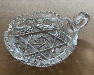 Vintage American Brilliant Sawtooth Cut Glass Candy Dish