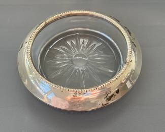 Vintage Whiting & Co Sterling Silver/Starburst Glass Coasters X 3