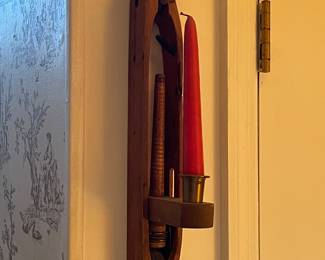 Antique Weaving Loom Shuttle Candle Holder