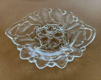 Vintage Indiana Glass Wild Rose Handled Serving Platter