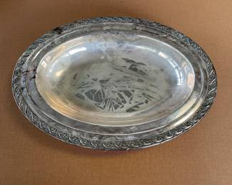 Vintage Rogers Silverplate Spring Flowers Vegetable Dish 2012