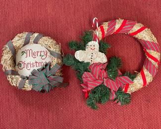 Vintage Straw Christmas Wreaths