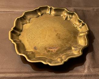 Vintage English Silver Mfg Corp Brass Footed Trinket Dish/Ashtray