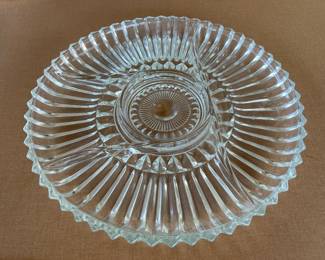 Vintage Indiana Glass Lotus Blossum Sectional Serving Platter