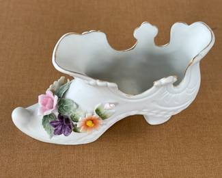 Vintage Lefton Bisque Porcelain Floral Slipper