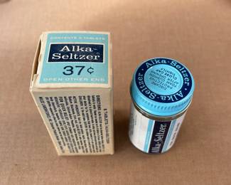 Vintage Alka-Seltzer Glass Bottle w/ Original Box